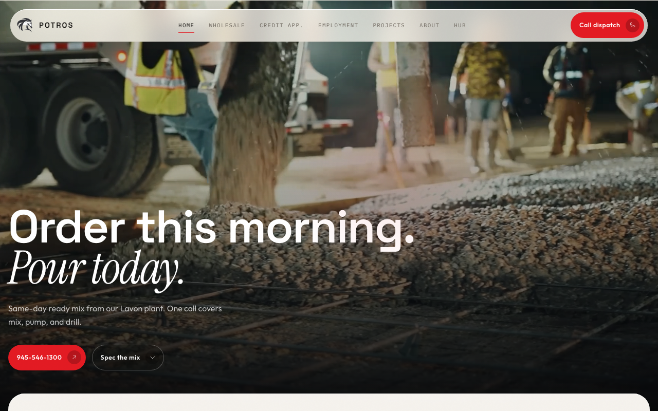 Potros Concrete LLC homepage