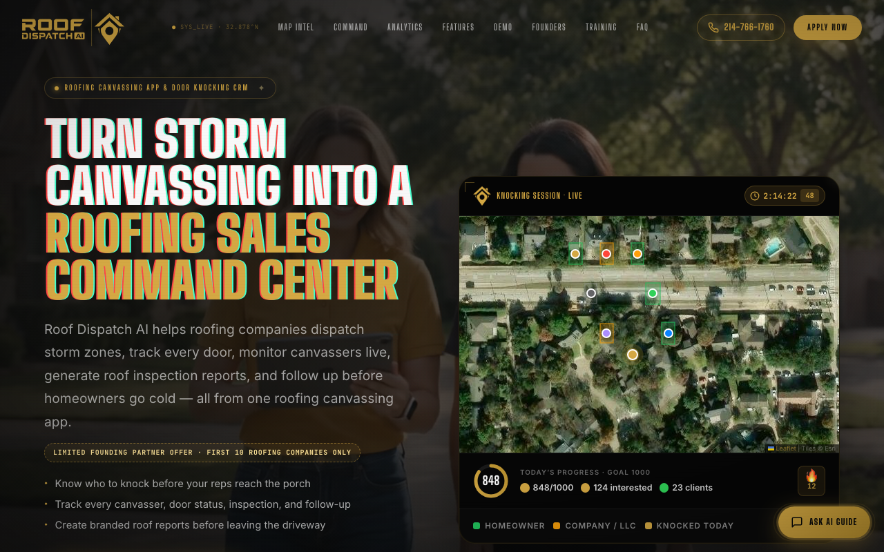 Roof Dispatch AI homepage