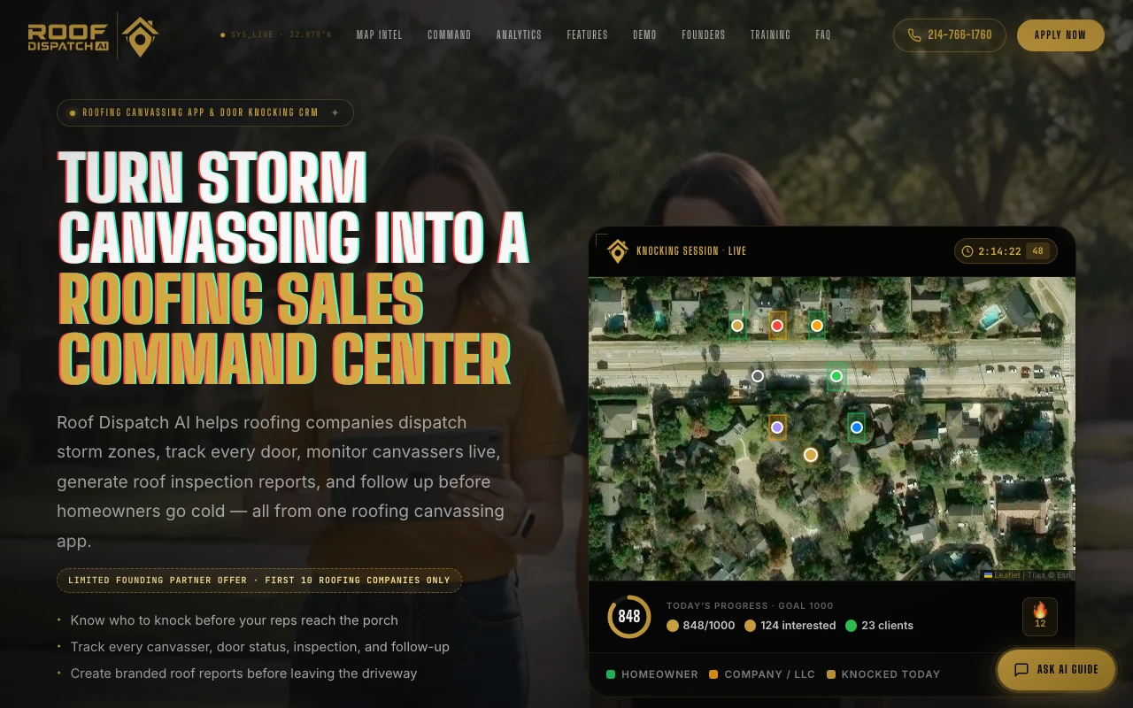 Roof Dispatch AI homepage