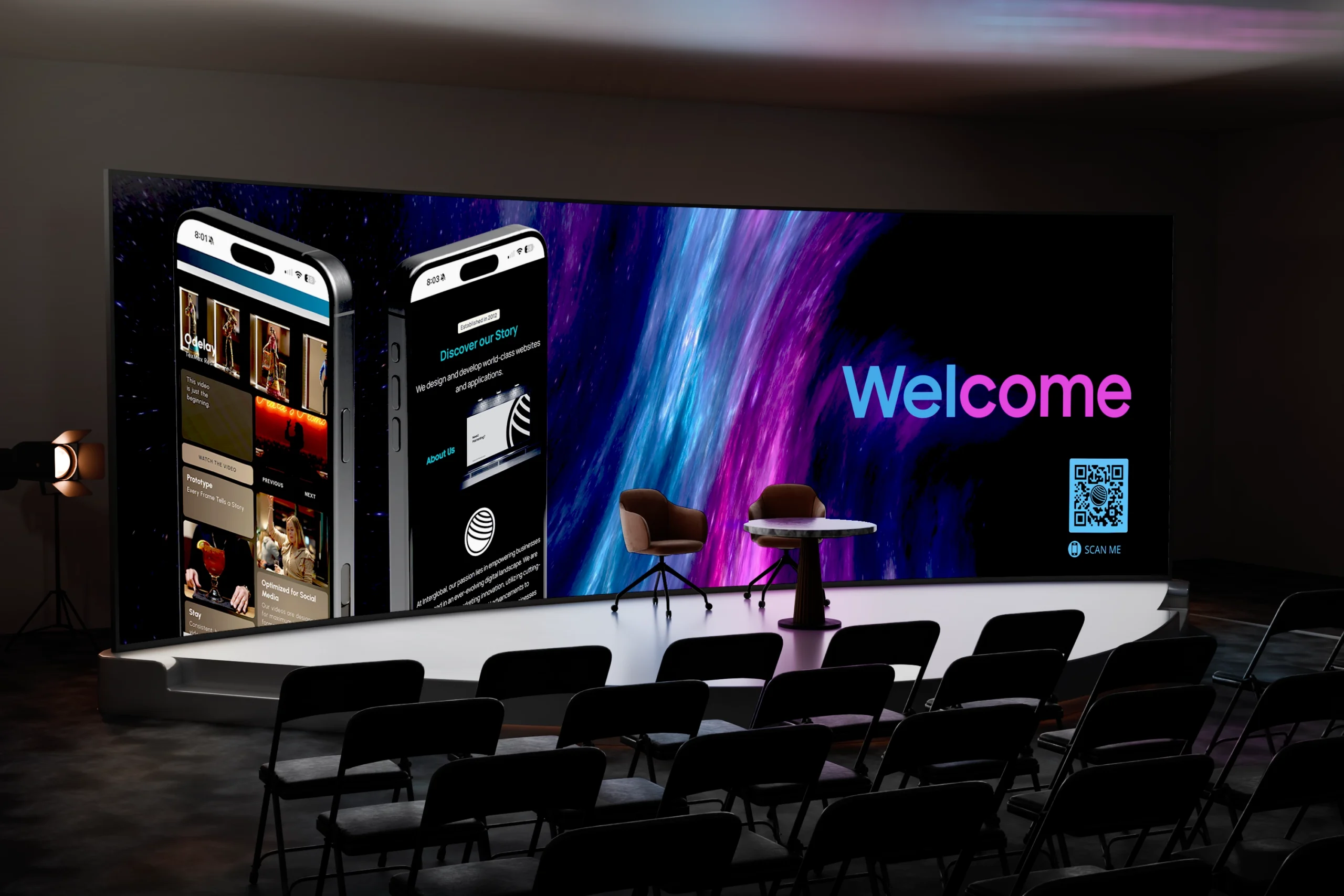 A sleek, dynamic backdrop that enhances professionalism, engagement, and brand presence in every meeting, presentation, or corporate event.